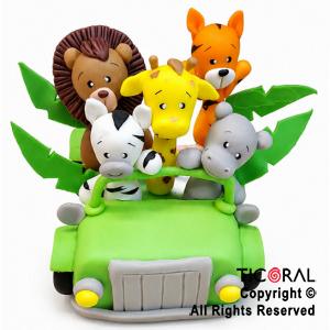 ADORNO AUTO CON ANIMALITOS DE LA SELVA A. PORCELANA FRIA x 1
